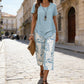 ⏳Time-Limited Special⏰Casual Round Neck Layered Tunic Top and Wide Leg Pants Set