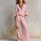 ⏳Time-Limited Special⏰Women's V-Neck Top & Wide-Leg Pants 2-Piece Set