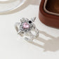 ⏳Time-Limited Special⏰Vintage Sword Piercing Heart Ring – Adjustable, Pink Rhinestone, Gothic Edge ⚔️