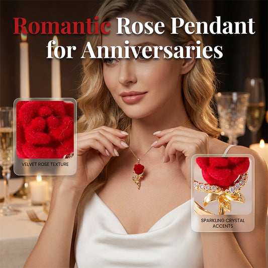 ⏳Time-Limited Special⏰Elegant Red Rose Pendant Necklace – Delicate Design, Hypoallergenic & Perfect for Everyday Elegance or Gifting ✨