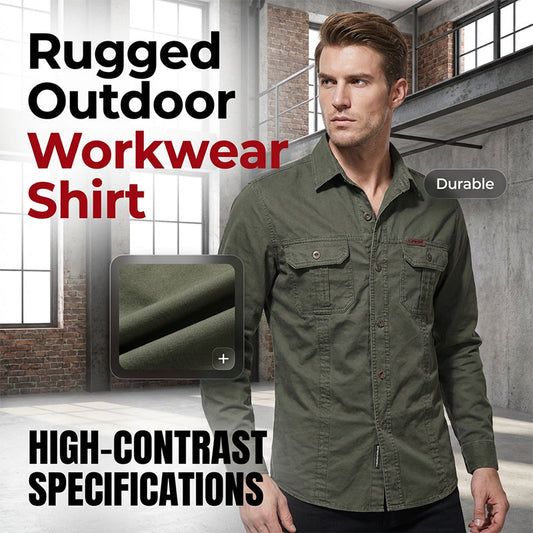 ⏳Time-Limited Special⏰Men’s Long Sleeve Cotton Workwear Shirt – Durable, Comfortable & Perfect for Everyday Work ✨💪