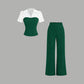 ⏳Time-Limited Special⏰Striped Lapel Set – Tee & Palazzo Pants, V-Neck, Flowing, Elegant 🍂
