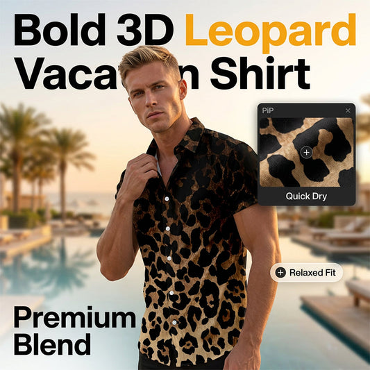 ⏳Time-Limited Special⏰Men's Short Sleeve Leopard Print Button Down Shirt