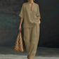 ⏳Time-Limited Special⏰ Women's Casual V-Neck Top & Wide-Leg Trousers Set – Soft & Breathable for Summer, Work or Resort 🌸