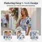 ⏳Time-Limited Special⏰Women's Tropical Print V-Neck Wrap Romper