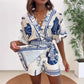 ⏳Time-Limited Special⏰Women's Tropical Print V-Neck Wrap Romper