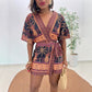 ⏳Time-Limited Special⏰Women's Tropical Print V-Neck Wrap Romper