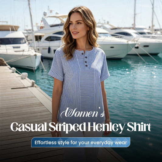 ⏳Time-Limited Special⏰Women's Casual Striped Henley Shirt