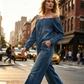 ⏳Time-Limited Special⏰Off-Shoulder Wide-Leg Denim Jumpsuit