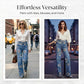 ⏳Time-Limited Special⏰Women's Floral Print Straight-Leg Jeans
