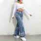 ⏳Time-Limited Special⏰Women's Floral Print Straight-Leg Jeans