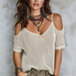 ⏳Time-Limited Special⏰Women's Cold-Shoulder Knit Top – Open-Knit, Bohemian, Summer