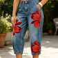 ⏳Time-Limited Special⏰Artistic Flower Wide-Leg Jeans for Women