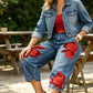 ⏳Time-Limited Special⏰Artistic Flower Wide-Leg Jeans for Women
