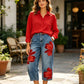 ⏳Time-Limited Special⏰Artistic Flower Wide-Leg Jeans for Women