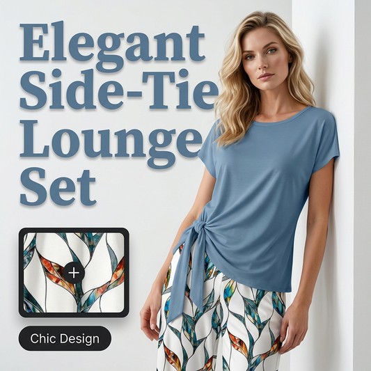 ⏳Time-Limited Special⏰Women's Side-Tie Top & Patterned Pants Set – Flowy & Adjustable – Perfect for summer vacations or resort wear – breezy tropical vibes 👖