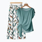 ⏳Time-Limited Special⏰Women's Side-Tie Top & Patterned Pants Set – Flowy & Adjustable – Perfect for summer vacations or resort wear – breezy tropical vibes 👖