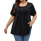 ⏳Time-Limited Special⏰Women's Pleated Puff Sleeve T-Shirt – Elegant & Loose Fit – Chic Essential 🌸