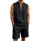 ⏳Time-Limited Special⏰Men's Linen Sleeveless Lace-Up Top & Shorts Set