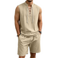 ⏳Time-Limited Special⏰Men's Linen Sleeveless Lace-Up Top & Shorts Set