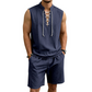⏳Time-Limited Special⏰Men's Linen Sleeveless Lace-Up Top & Shorts Set