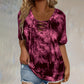 ⏳Time-Limited Special⏰Women's Tie-Dye T-Shirt – Lace-Up V-Neck, Soft Breathable Blend & Relaxed Fit – Summer Essential ✨
