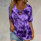 ⏳Time-Limited Special⏰Women's Tie-Dye T-Shirt – Lace-Up V-Neck, Soft Breathable Blend & Relaxed Fit – Summer Essential ✨