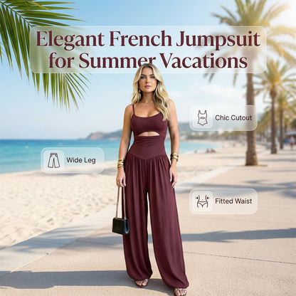 ⏳Time-Limited Special⏰Sleeveless Cutout Wide-Leg Jumpsuit with Adjustable Back Tie – Alluring, Flowy, Sophisticated 🌴