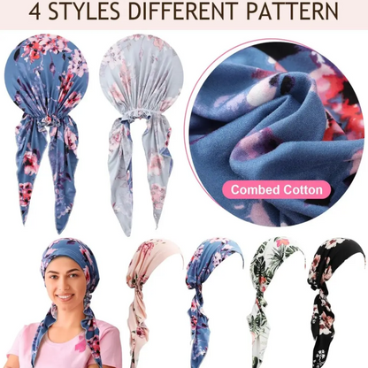 ⏳Time-Limited Special⏰Women's Floral Print Pre-Tied Head Scarf Turban – Soft, Elastic, Versatile 🌸