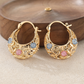 ⏳Time-Limited Special⏰Gold-Plated Crescent Hoop Earrings with Enamel Flowers – Delicate, floral charm & perfect for everyday elegance or gifting 🌸