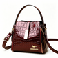 ⏳Time-Limited Special⏰Glossy Crocodile Pattern Women's Handbag – Structured, Gold Hardware, Spacious & Chic 💼