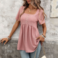 ⏳Time-Limited Special⏰Square Neck Babydoll Top – Eyelet Embroidery, Tunic Length 🍀