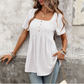⏳Time-Limited Special⏰Square Neck Babydoll Top – Eyelet Embroidery, Tunic Length 🍀