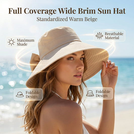 ⏳Time-Limited Special⏰Women's Bowknot Wide Brim Sun Protective Hat