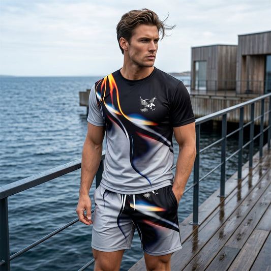 ⏳Time-Limited Special⏰Men's Abstract Print T-Shirt and Shorts Set