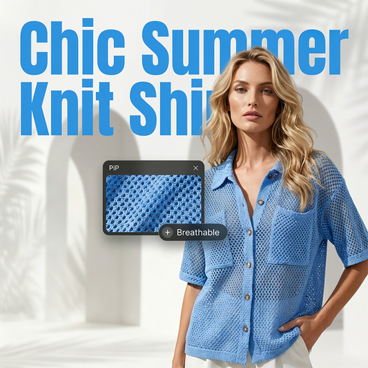 ⏳Time-Limited Special⏰Short Sleeve Knit Button Shirt – Breathable Weave, Relaxed Fit, Summer Layer ☀️