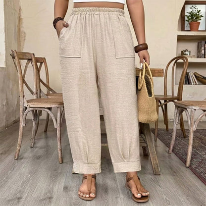 ⏳Time-Limited Special⏰Women’s Cuffed Ankle Pants – Relaxed Fit, Elastic Waist, Solid Colors 🍂