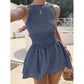 ⏳Time-Limited Special⏰Sleeveless Gingham Smocked Mini Dress – Stretchy & lightweight – Perfect for holidays, beach or warm days – playful vintage style ✨🌸