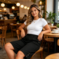 ⏳Time-Limited Special⏰Women's Elastic Waist Capri Trousers – Knee-Length, Button Accents, Comfort 🌿