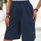 ⏳Time-Limited Special⏰Women's Elastic Waist Capri Trousers – Knee-Length, Button Accents, Comfort 🌿