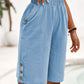⏳Time-Limited Special⏰Women's Elastic Waist Capri Trousers – Knee-Length, Button Accents, Comfort 🌿