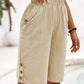 ⏳Time-Limited Special⏰Women's Elastic Waist Capri Trousers – Knee-Length, Button Accents, Comfort 🌿