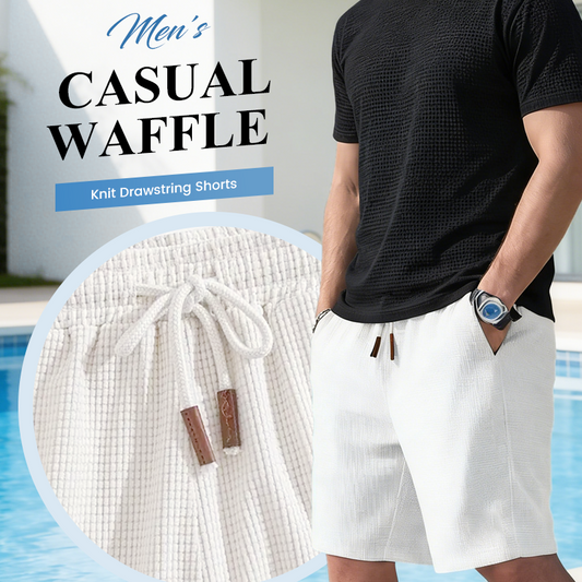 ⏳Time-Limited Special⏰Men's Waffle Knit Shorts – Breathable, Drawstring, Casual Comfort 🧇