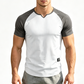 👕 LIMITED-TIME 50% OFF! ✨ Men's V-Notch Raglan T-Shirt – Quick-Dry, Slim Fit, Two-Tone 🏋️