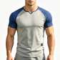 👕 LIMITED-TIME 50% OFF! ✨ Men's V-Notch Raglan T-Shirt – Quick-Dry, Slim Fit, Two-Tone 🏋️