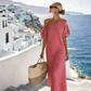 ⏳Time-Limited Special⏰Women's Striped Off Shoulder Dress – Elegant, Flowy, Summer Chic 🌊