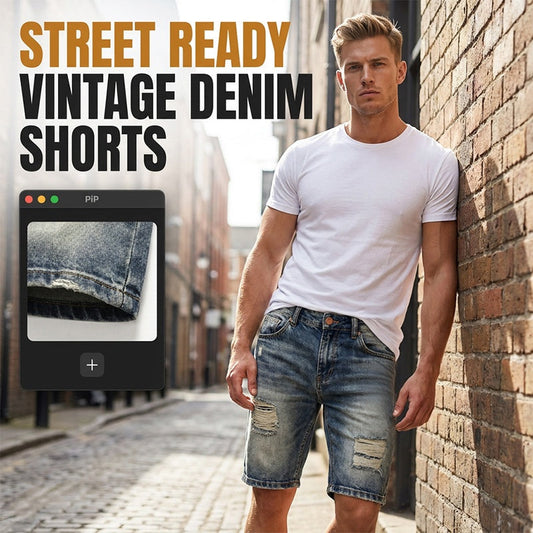 ⏳Time-Limited Special⏰Vintage Distressed Denim Shorts – Straight Slim Cut, Durable Hardware, Street Style ✨