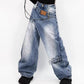 ⏳Time-Limited Special⏰Women's Asymmetrical Waist Wide-Leg Denim Jeans – Deconstructed, Distressed Wash, 3D Cut ✨