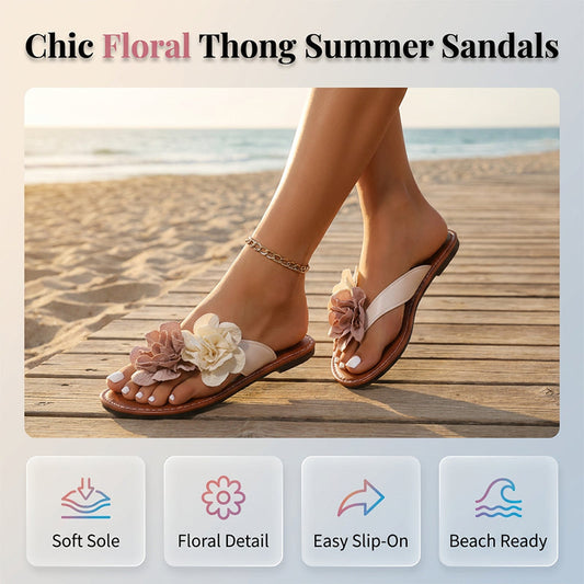 ⏳Time-Limited Special⏰Women’s Flower Flat Sandals Casual Beach Thong Flip Flops