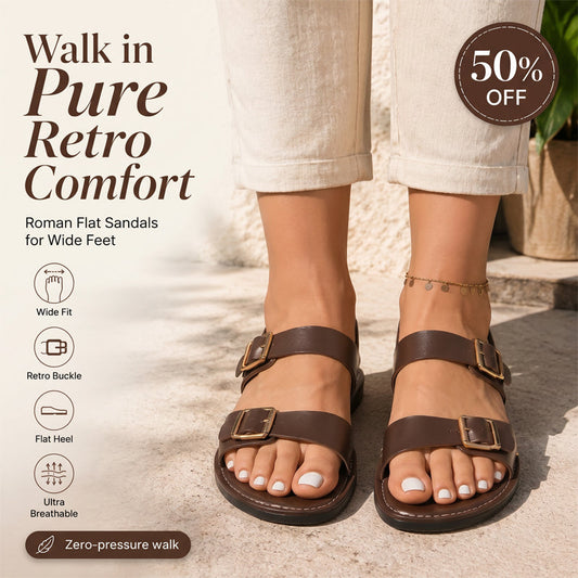 ⏳Time-Limited Special⏰Women's Summer Flat Sandals with Double Buckle